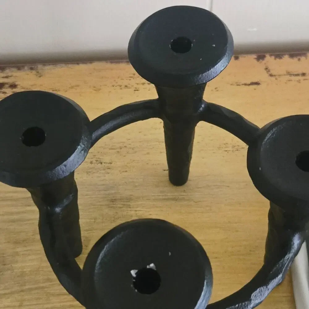 Mid Century Modern Metal Four Post Candle Holder